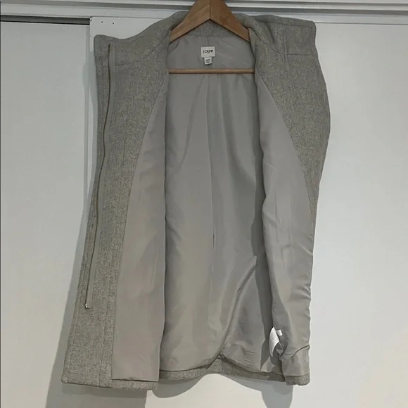 J. Crew Factory Light Gray Wool-Blend Stand Collar Pea Coat - Picture 4 of 5